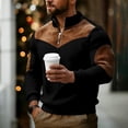 thumbnail image 1 of Mens Sweatshirts Quarter Zip Solid Color Casual Loose Fit Crew Neck Shirts Comfortable Soft Long Sleeve Pullover Tops Spring Fall Outfits Clothes Black L, 1 of 4