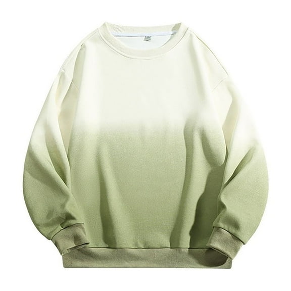 Mens Sweatshirts Vintage Gradual Color Print Crewneck Universal Loose Couple Jacket Fall Clothes Tops Pullover Beige 3XL