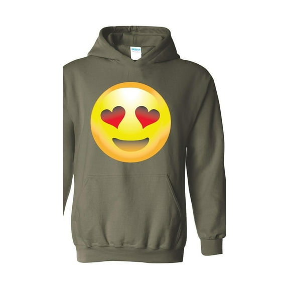Mens Sweatshirts and Hoodies - Emoji Heart-Shaped Eyes