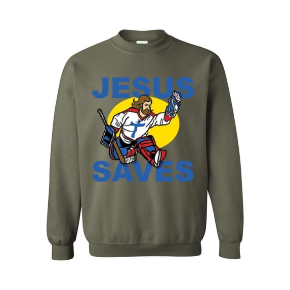 Mens Sweatshirts and Hoodies - Jesus Saves Hockey Goalie