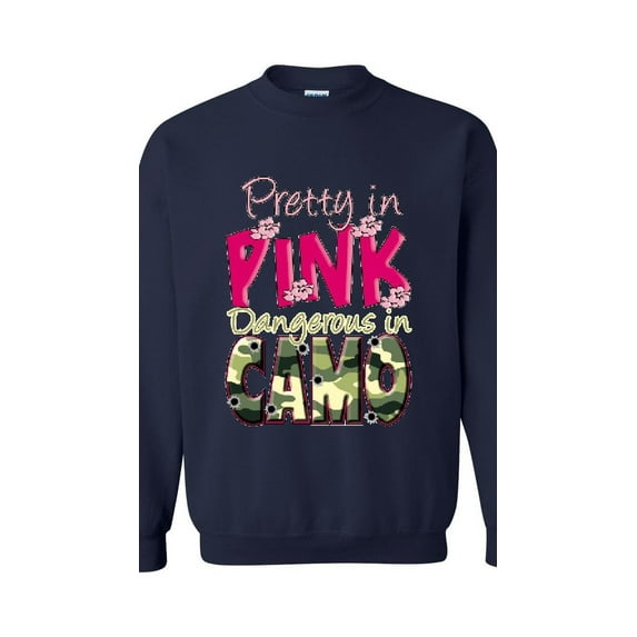 Mens Sweatshirts and Hoodies - Pretty in Pink Dangerous in Camo