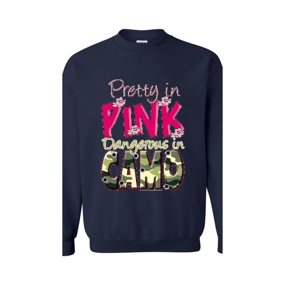 Mens Sweatshirts and Hoodies - Pretty in Pink Dangerous in Camo