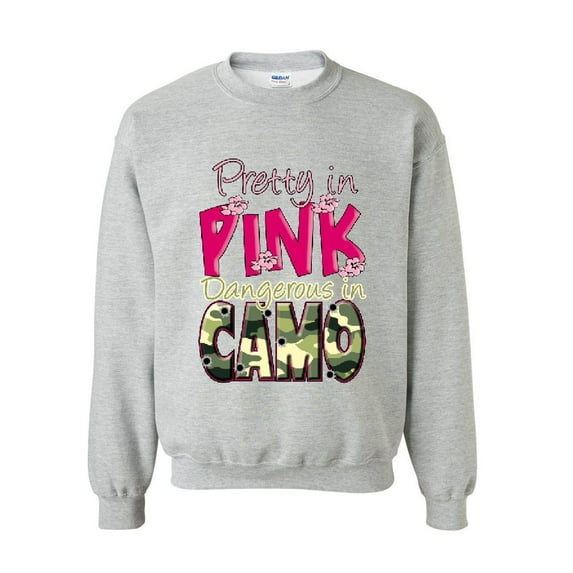 Mens Sweatshirts and Hoodies - Pretty in Pink Dangerous in Camo