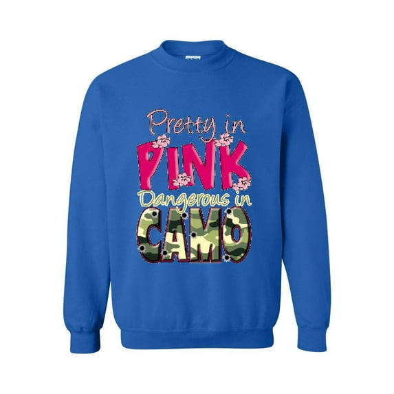 Mens Sweatshirts and Hoodies - Pretty in Pink Dangerous in Camo