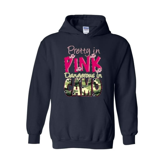 Mens Sweatshirts and Hoodies - Pretty in Pink Dangerous in Camo