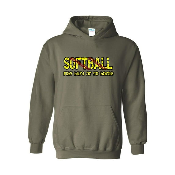 Mens Sweatshirts and Hoodies - Softball Play Hard or Go Home