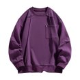 thumbnail image 1 of Mens Sweatshirts with Pocket No Hood Long Sleeve Shirts Casual Solid Color Pullover Crewneck Basic Slim Pleated Loungewear Athletic Sweatshirt Tops, 1 of 3