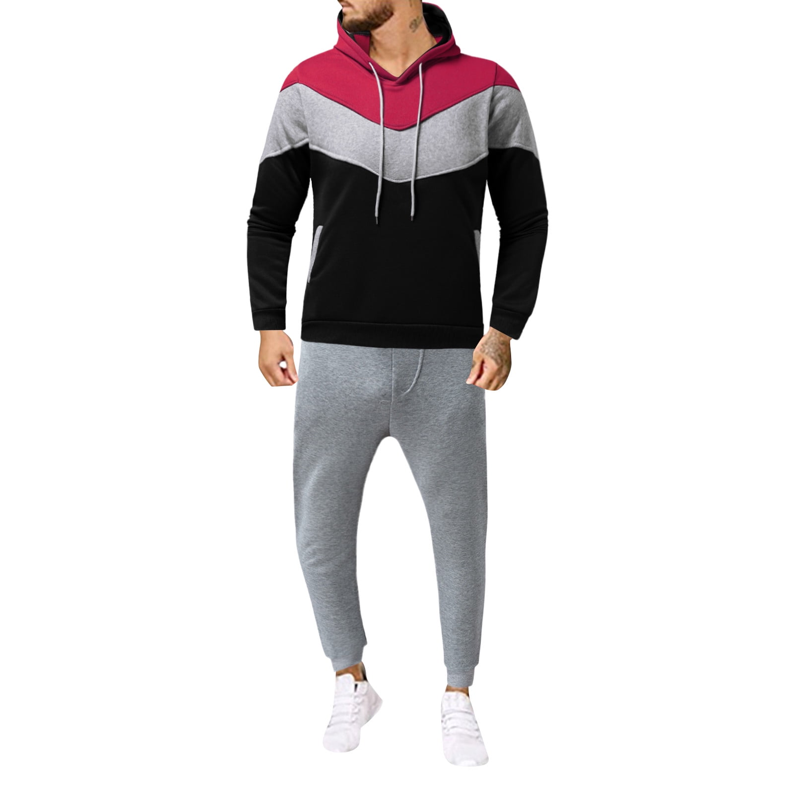 Mens Sweatshirtset Long Sleeve Causal Sweatsuits Tracksuits Sports