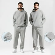 Mens Sweatsuit 2 Piece Casual Solid Hoodie & Sweatpants Set Oversized Minimalist Unisex Streetwear Tracksuit ,Winter Warm Hoodie Athletic Outfits