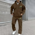thumbnail image 1 of Mens Sweatsuit 2 Piece Set Full Zip Sweatsuit Workout Solid Jacquard Jogging Suit Set Athletic Jogging Fall Winter Tracksuit, 1 of 6
