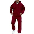 thumbnail image 1 of Mens Sweatsuit 2 Piece Set Hoodies And Cargo Sweatpants Sets 2025 2026 Casual Jogging Gym Sweat Suits Athletic Tracksuit Outfits - Red-02,XXXL, 1 of 8