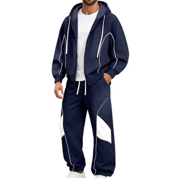 Mens Sweatsuit 2 Piece Sets Zip Up Hoodie and Wide Leg Sweatpants Baggy Track Suits Athletic Sweat Set Commuting Mountaineering