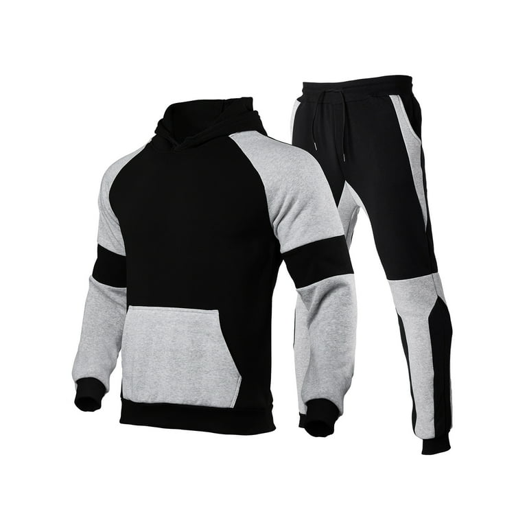 Mens Sweatsuits 2 Piece Hoodie Tracksuit Sets CasualColor Block