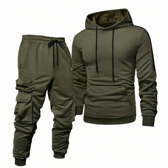Mens Sweatsuits 2 Piece Set Cotton Tracksuit Hoodies and Sweapants Jogging Suits (Green XXL)