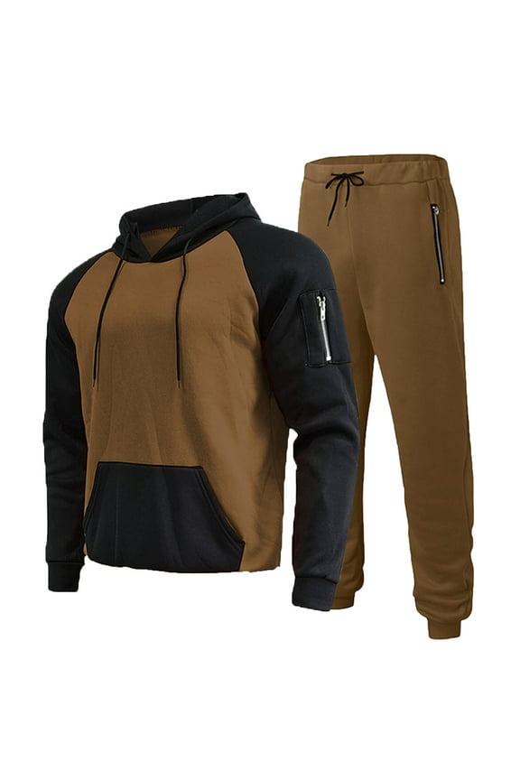 Mens Sweatsuits 2 Piece Set Cotton Tracksuit Hoodies and Sweapants Set with Pockets Fleece Jogging Suits Plus Size Sweat Suit