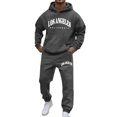 thumbnail image 1 of Mens Sweatsuits 2 Piece Set Long Sleeve Loose Fit Fluffy Hooded Print Sweatshirts And Banded Bottom Sweatpants Fall Winter Athletic Cozy Sweat Suit, 1 of 5