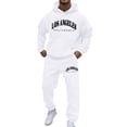 thumbnail image 1 of Mens Sweatsuits 2 Piece Set Long Sleeve Loose Fit Fluffy Hooded Print Sweatshirts And Banded Bottom Sweatpants Fall Winter Athletic Cozy Sweat Suit, 1 of 5