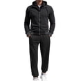 thumbnail image 1 of Mens Sweatsuits 2 Piece Set Slim Fit Hooded Full Zip Sweatshirt Jacket And Pants Casual Color Block Outfit Activewear, 1 of 4