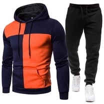 Mens Sweatsuits 2 Piece Sets, Athletic Tracksuit Set Sports Suit Long Sleeve Hooded Matching Joggers Sweatpants (M,Navy)