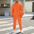 thumbnail image 1 of Mens Sweatsuits Casual Solid Color Hoodie and Sweatpants 2 Piece Set Loose Workout Athletic Sweat Suits Outfit Saffron XL, 1 of 9