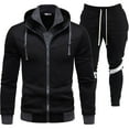 thumbnail image 1 of Mens Sweatsuits Sets 2 Piece Casual Athletic Jogging Outfits Two-piece Stand Collar with Pockets Jogger Pants Lounge Tracksuits Fall Winter Trendy (XXL,Black), 1 of 2