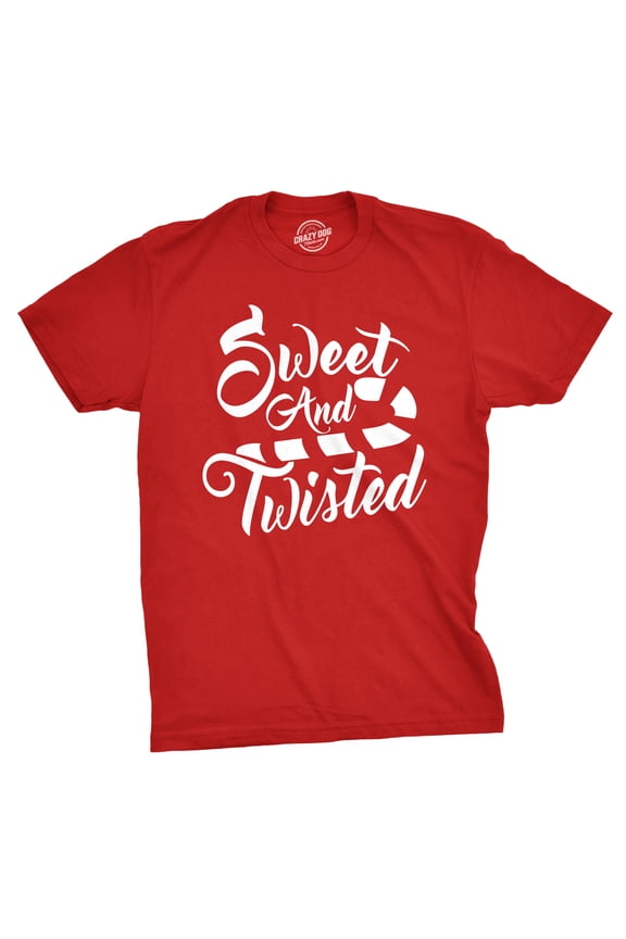 Mens Sweet and Twisted T Shirt Cute Funny Candycane Christmas Tee for Guys Graphic Tees