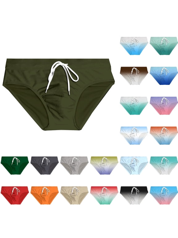 Mens Swim Briefs Bikini Quick Dry Underwear Drawstring Sport Swimsuit Breathable Beach Soft Thong Underwear D S