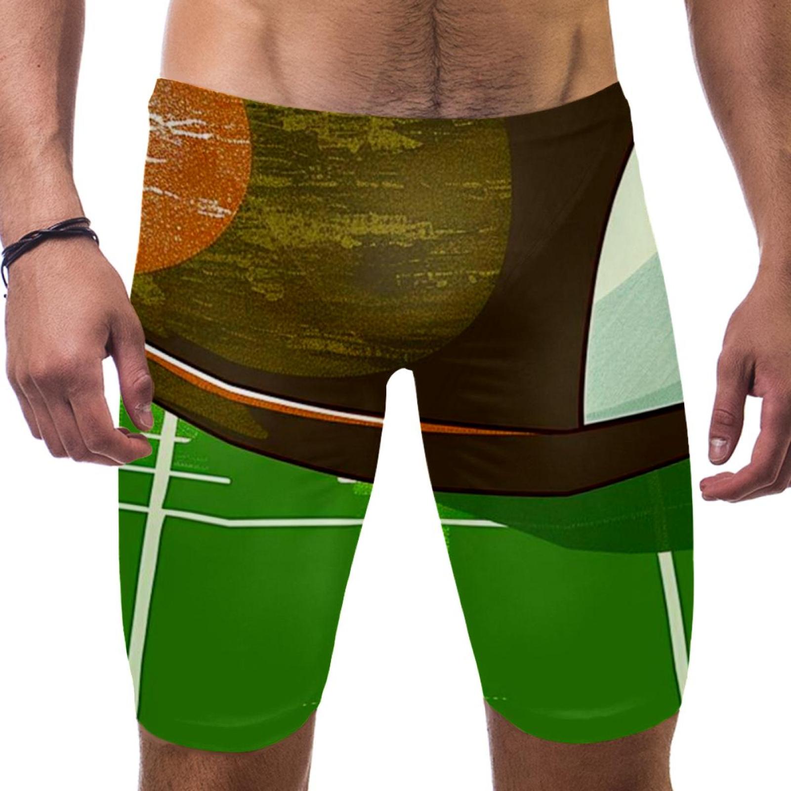 Mens Swim Briefs, Mens Swim Jammers, Football Field Cartoon Pattern