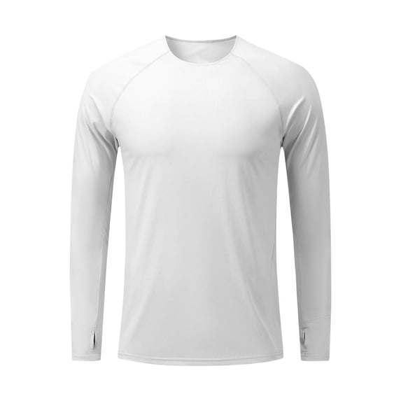 Mens Swim Shirt Long Sleeve UPF 50+ Sun Protection Shirt Rah Guard Athletic Quick Dry T Shirts White M