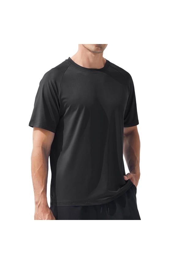 Mens Swim Shirt Short Sleeve UPF 50+ Sun Protection Shirt Rah Guard Athletic Quick Dry T Shirts Black M