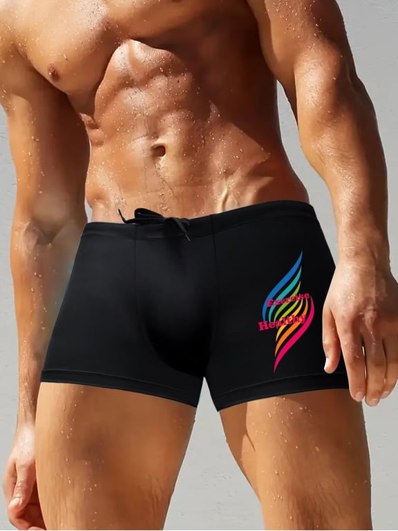 Mens Swim Short Beach Short for Men Swimming Bathing Suits Swimwear Surfing Printing Swim Trunks Beachwear
