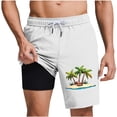 thumbnail image 1 of Mens Swim Shorts with Compression Liner 4-Way Stretch Bathing Suit Hawaiian Beach Swimming Shorts 2 in 1 Men's Swim Trunks with Pockets Quick Drying Elastic Waist Boardshorts S-3XL, 1 of 6