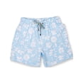 thumbnail image 1 of Mens Swim Shorts Dry Fast 4 Ways Stretch Swimming Trunks, Flowers Lt. Blue, Size: M, Vacay Land, 1 of 3