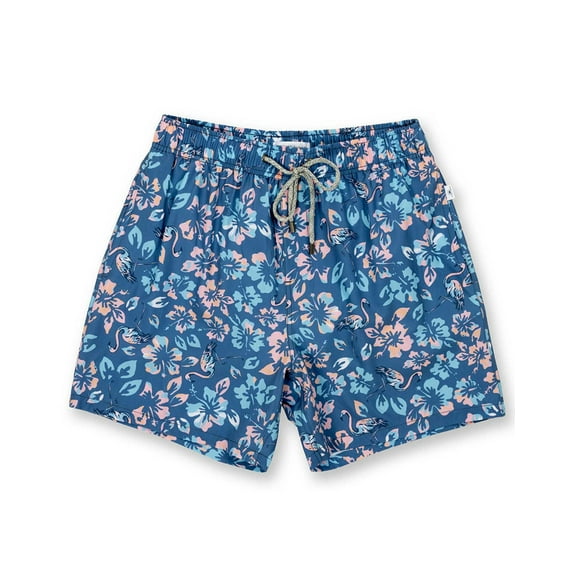 Mens Swim Shorts Dry Fast 4 Ways Stretch Swimming Trunks, Hibiscus Purple, Size: L, Vacay Land