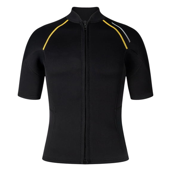 Mens Swim Top Zip Front Half Sleeve Mock Neck Slimming Surfing Wetsuits Bathing Suits