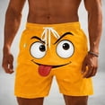 thumbnail image 1 of Mens Swim Trunks 5 Inch Funny Face Print Design Board Shorts Lightweight Beach Shorts Loose Summer Swimwear Orange M, 1 of 5