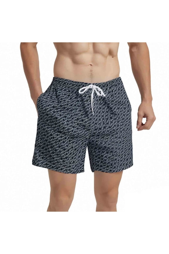 Mens Swim Trunks 5" with Mesh Lining Quick Dry Bathing Suits for Men Black Web Size L