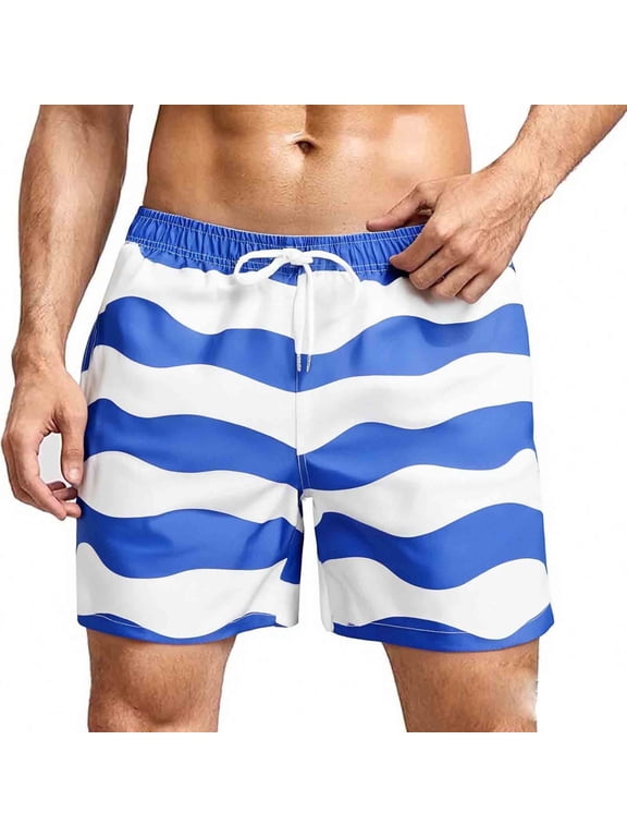 Mens Swim Trunks 5" with Mesh Lining Quick Dry Bathing Suits for Men Black Wave Size m