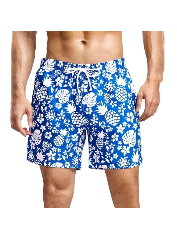 Mens Swim Trunks 5" with Mesh Lining Quick Dry Bathing Suits for Men Black Wave Size m