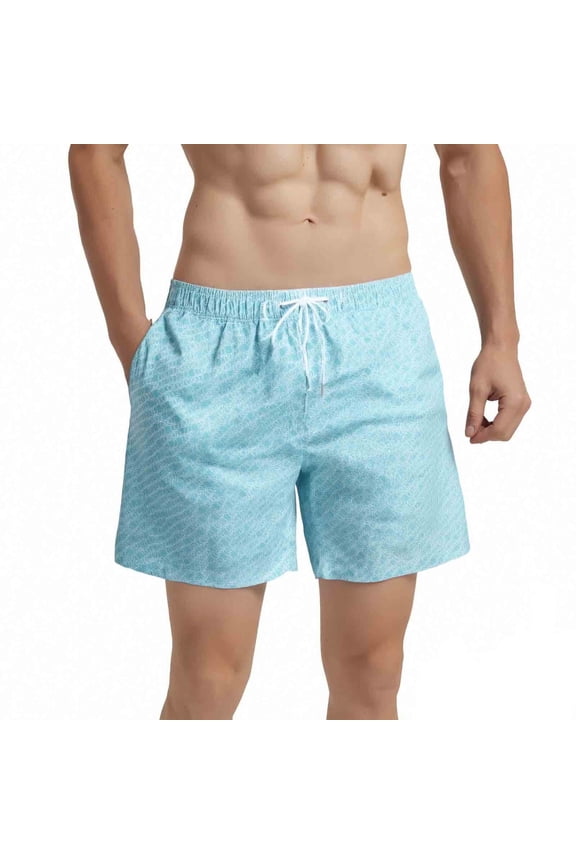 Mens Swim Trunks 5" with Mesh Lining Quick Dry Bathing Suits for Men Green Web Size S