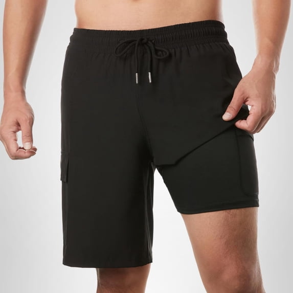 Mens Swim Trunks 9 Inch Inseam Compression Liner Quick Dry Long Board Shorts Swimsuit Anti-Chafe
