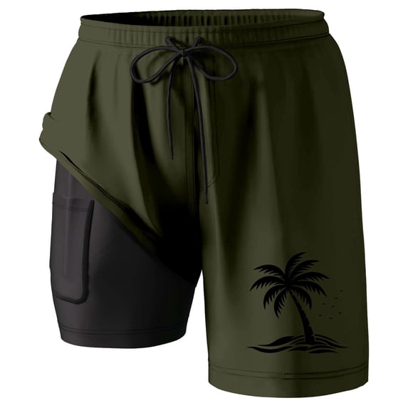 Mens Swim Trunks 9 Inch Lined Quick Dry Slim High Stretch Board Shorts Tie-Dye Relaxed Fit Liner Compression Men Swim Brief,Dark Green,XXXL