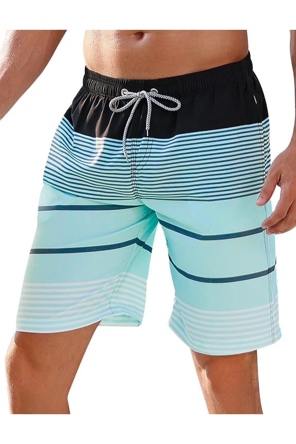 Mens Swim Trunks 9" Quick Dry Stretch Swim Shorts Mesh Lining Bathing Suits Swimwear Beach Shorts with Pockets