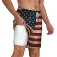 thumbnail image 1 of Mens Swim Trunks America Flag Quick Dry Board Shorts with Compression Liner, 1 of 2