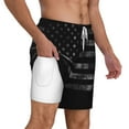 thumbnail image 1 of Mens Swim Trunks America Us Flag Retro Quick Dry Board Shorts with Compression Liner, 1 of 6