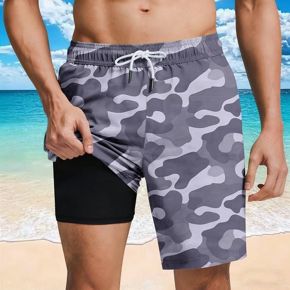 Mens Swim Trunks Bathing Suit 9 Inch Inseam Compression Liner Beach Board Shorts Swimsuit Quick Dry
