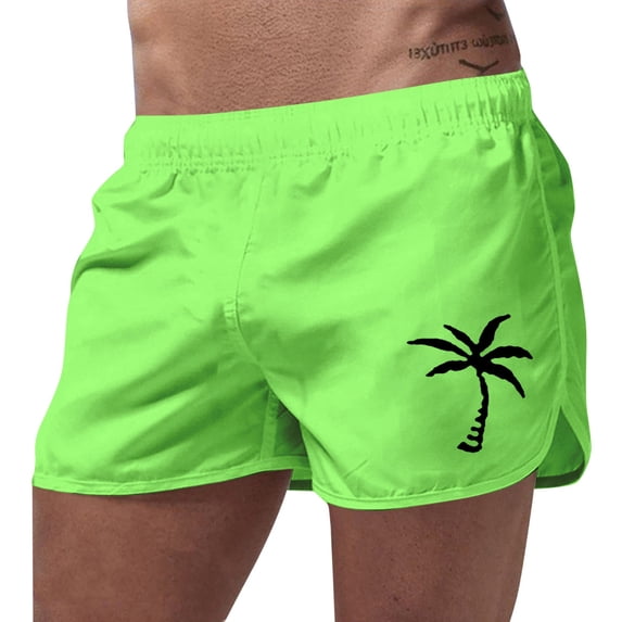 Mens Swim Trunks Beach Palm Trees Quick Dry With Pockets Swimwear Bathing Suits Beach Outdoor Green S