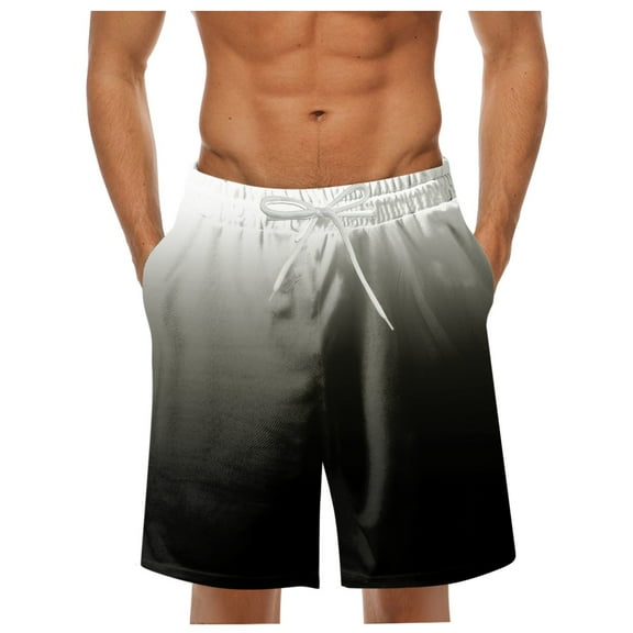 Mens Swim Trunks Board Shorts Quick Dry Swimming Bathing Suit Summer Beach Shorts Gradient Color Swimwear Hawaiian Print No Mesh Liner