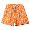 thumbnail image 1 of Mens Swim Trunks Boho Style Print Drawstring Waist Summer With Pocket Mens Board Shorts Swimwear Orange M, 1 of 5