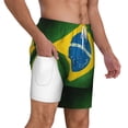 thumbnail image 1 of Mens Swim Trunks Brazilian Flag Quick Dry Board Shorts with Compression Liner, 1 of 6